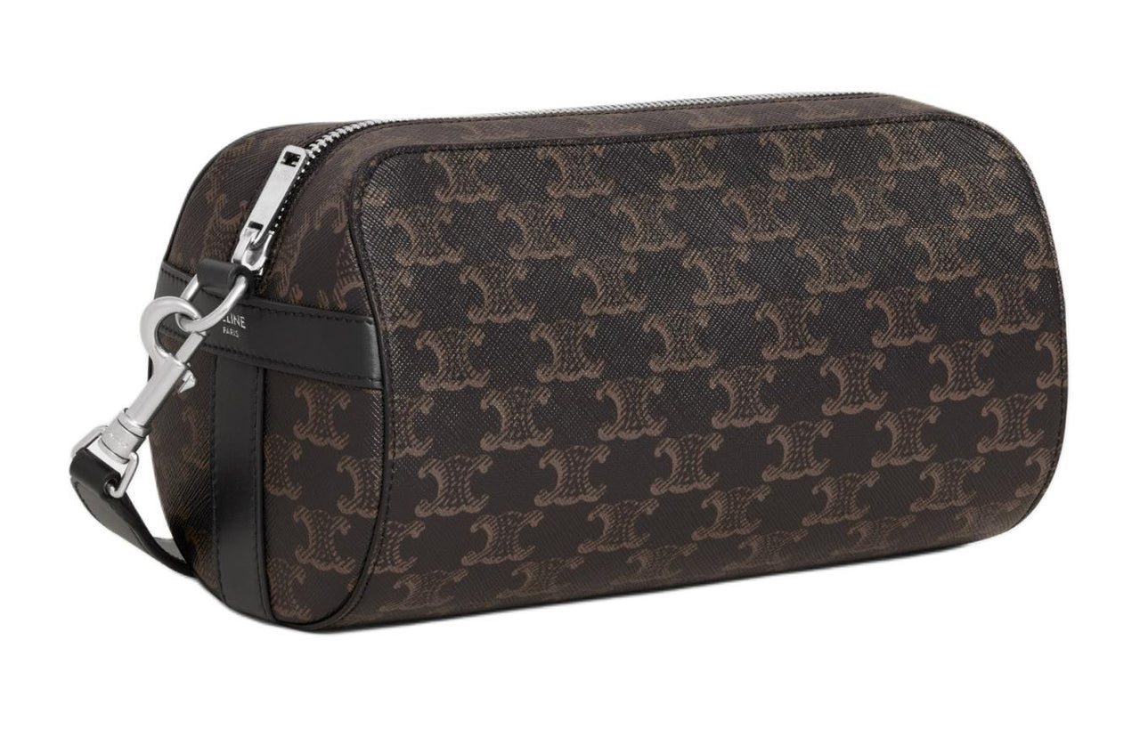 CELINE Cow Leather Messenger Bag Shoulder Bag Crossbody Bag Men's Black