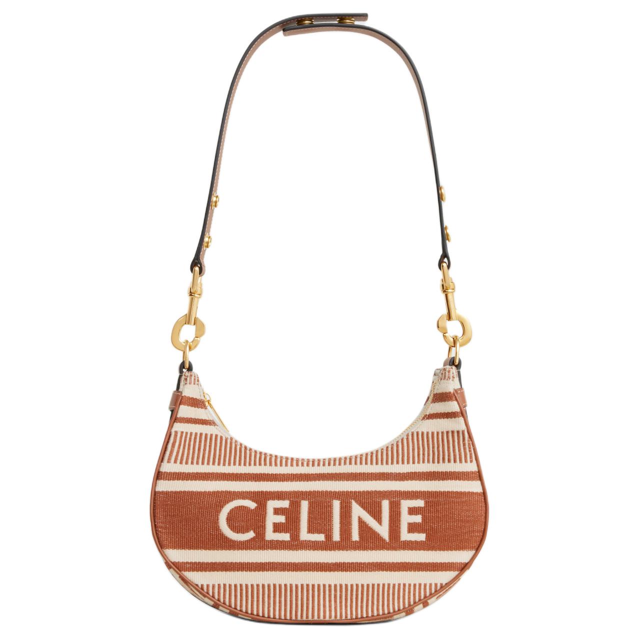 CELINE AVA Fabric With Cow Leather Handbag, Shoulder Bag Women's Ochre