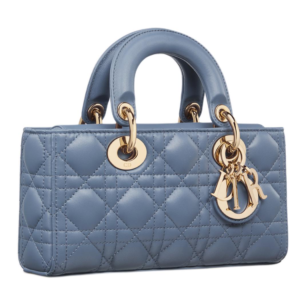 DIOR Lambskin Lady Dior Bag, Shoulder Bag, Crossbody Bag, Handbag Small Size Women's Denim Blue
