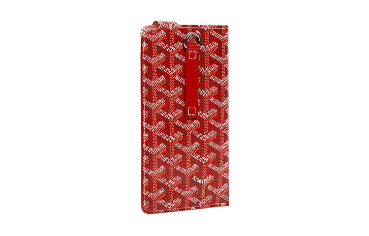 GOYARD Montmartre Canvas With Leather Cell Phone Pouch Large Size Unisex Red