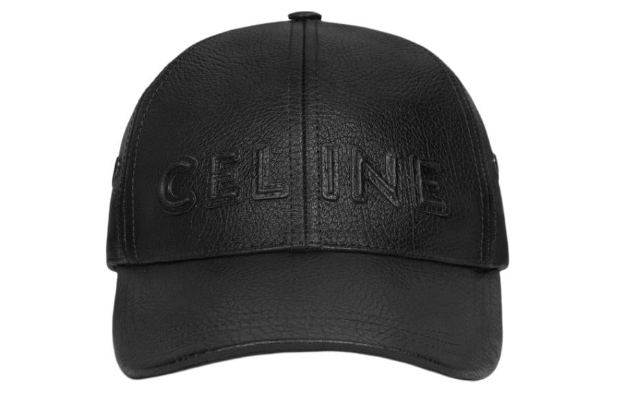 CELINE Cow Leather Baseball Caps Women's Black