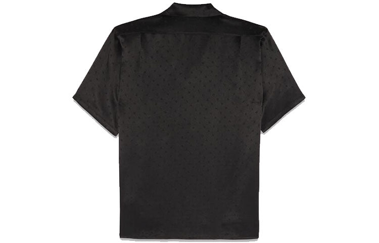 SAINT LAURENT Camp Collar Silk Satin Jacquard Shirt