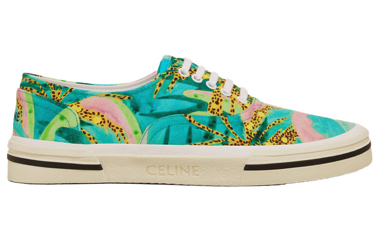 CELINE Eliot Stranded In The Jungle Anti-Slip Wear-Resistant Low-Top Canvas Shoes Men's Multicolor Green