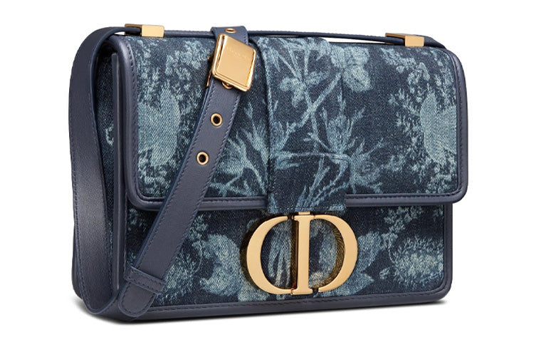 DIOR 30 Montaigne Denim Box Bag Shoulder Bag Women's Blue