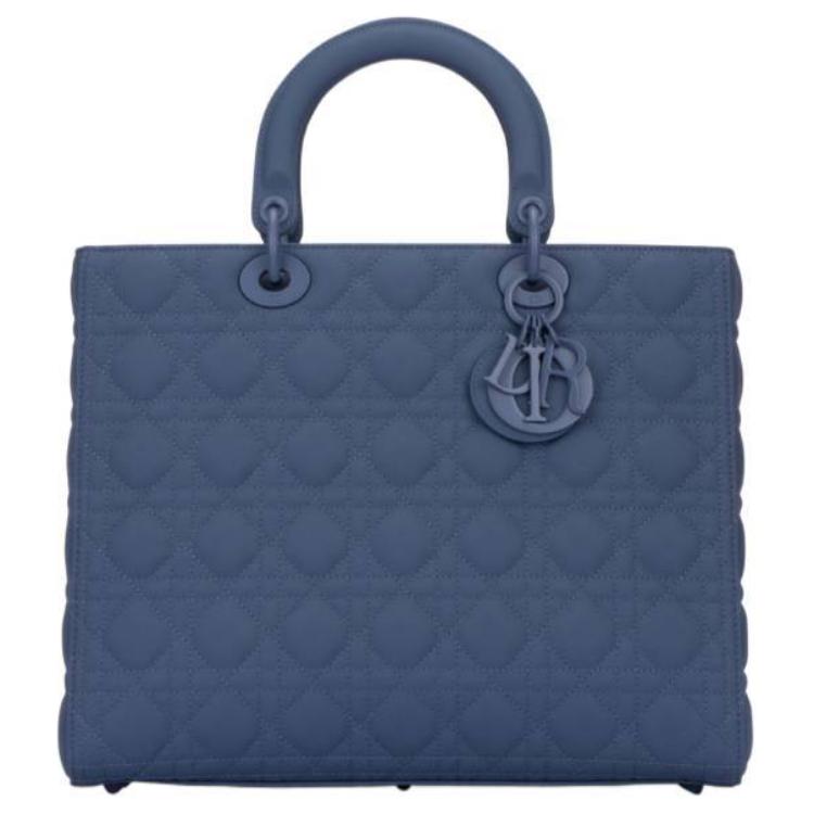 DIOR Lady Dior Ultra Matte Calfskin Seven-Grid Daipei Bag One Shoulder Handbag Large Size Women's Blue