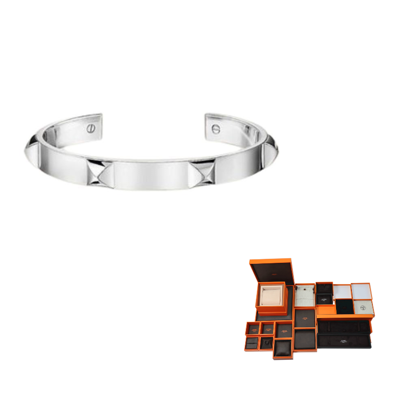HERMES 925 Sterling Silver Bangles Women's Silver
