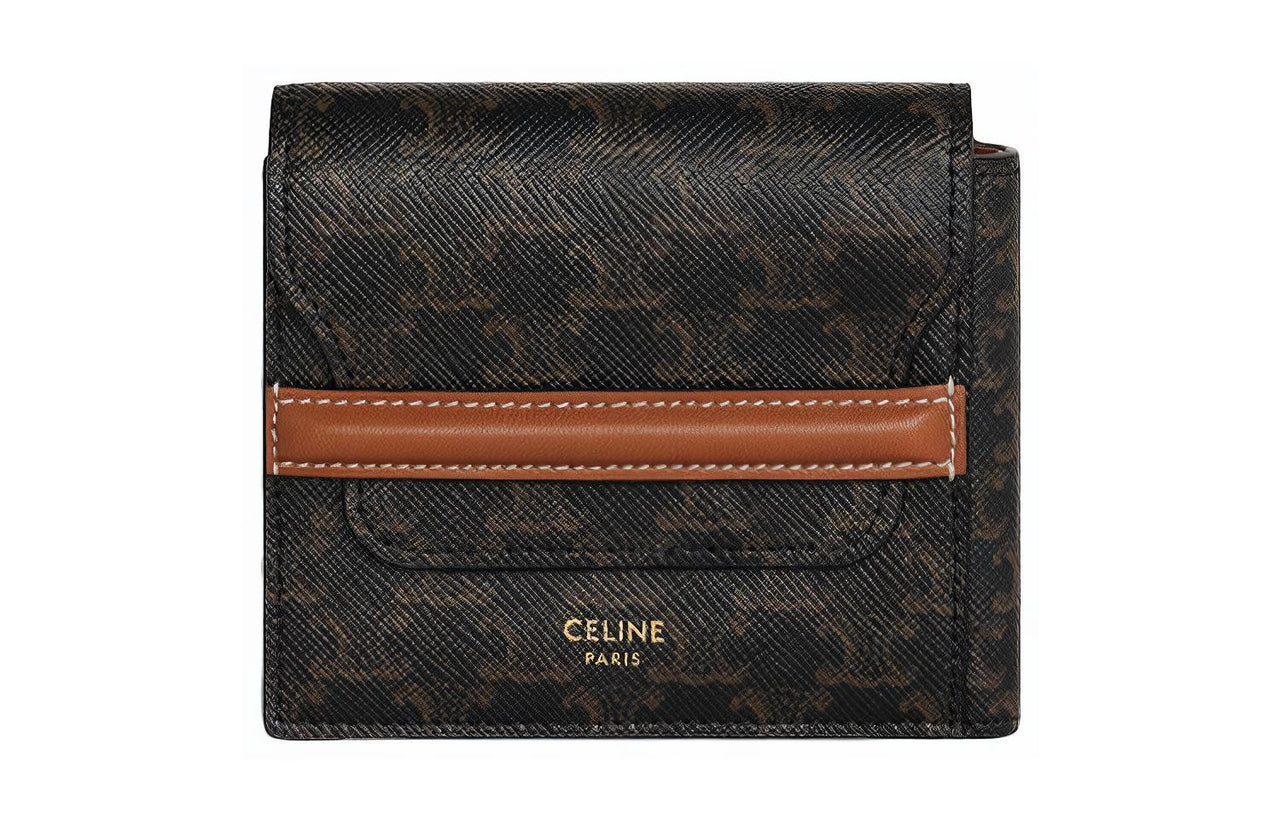 CELINE Flap Origami Wallet In Triomphe Canvas And Lambskin
