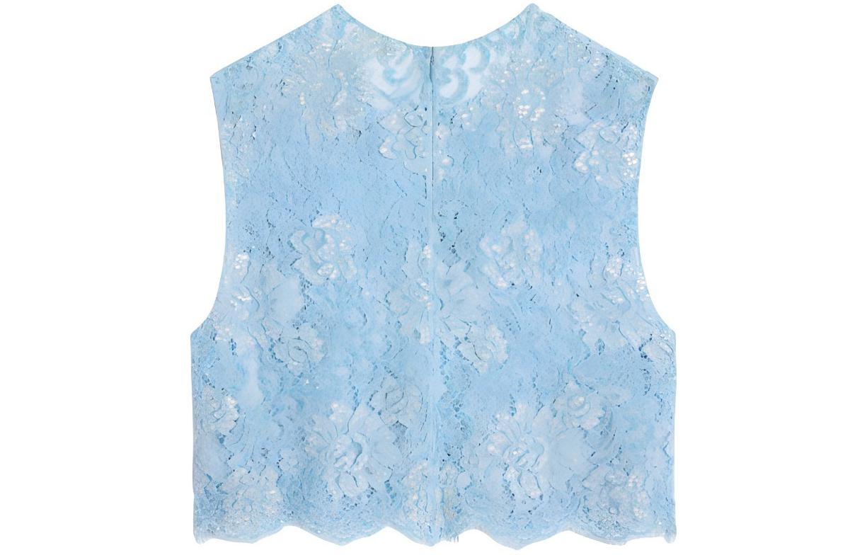 CELINE Embroidered Crop Top In Lace