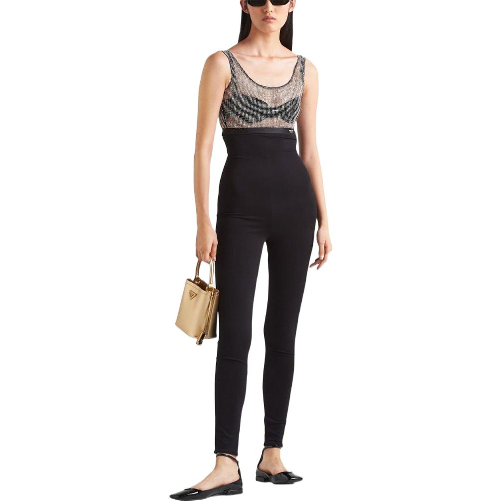 PRADA Embellished Mesh Cropped Top