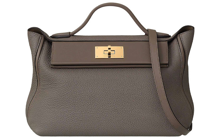HERMES 24/24 Togo With Swift Calfskin Handbag Women's Tin Gray