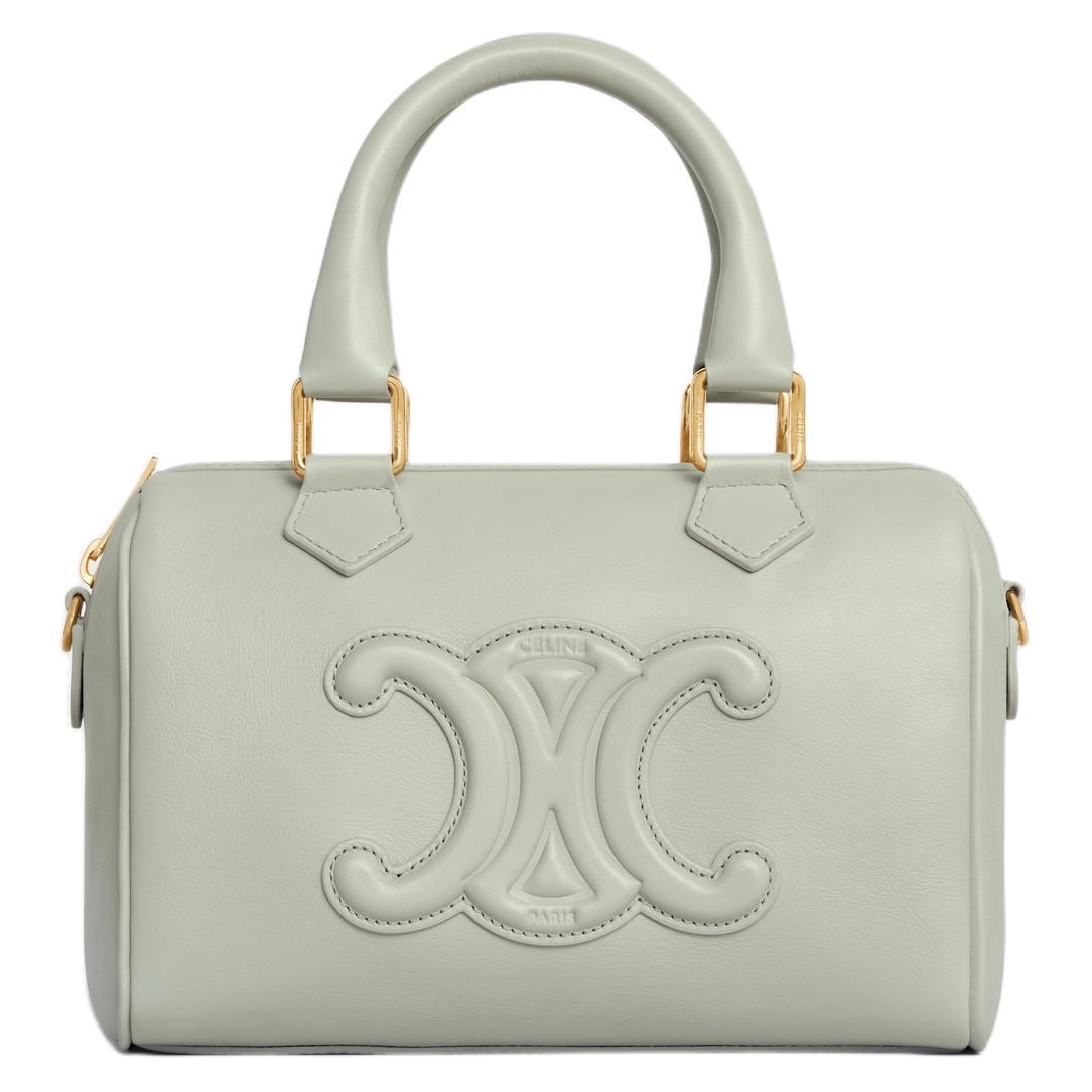 CELINE Cuir Triomphe Calfskin Boston Bag Shoulder Bag Crossbody Bag Handbag Small Size Women's Light Green