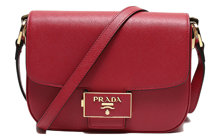 PRADA Cow Leather Small Square Bag Shoulder Bag Crossbody Bag Regular Women's Red