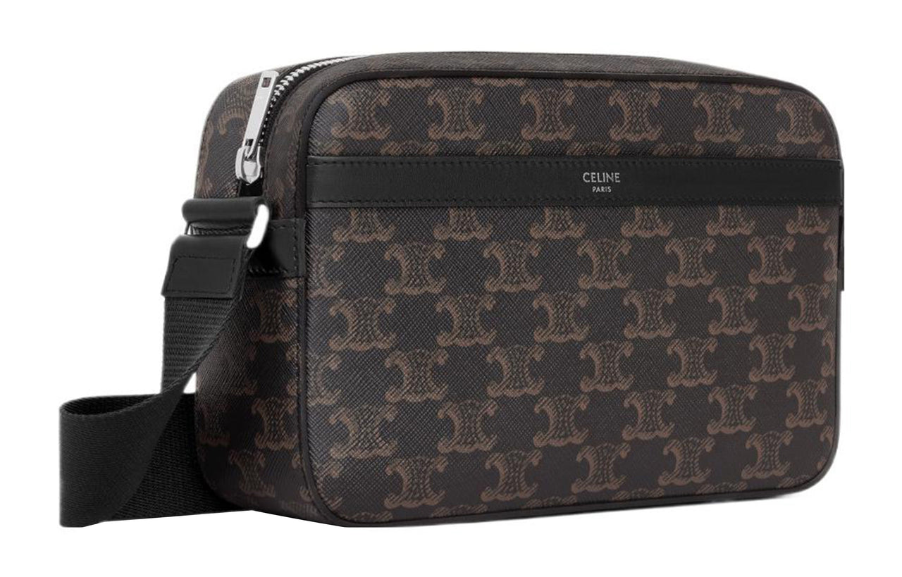 CELINE Cow Leather Messenger Bag Shoulder Bag Crossbody Bag Men's Black