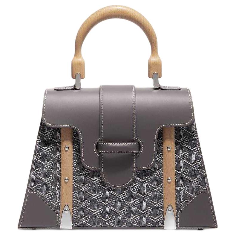 GOYARD Canvas With Leather Shoulder Bag Crossbody Bag Handbag Small Size Women's Gray