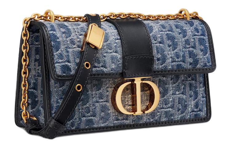 DIOR 30 Montaigne Toile Jacquard Denim Shoulder Bag, Crossbody Bag Women's Blue