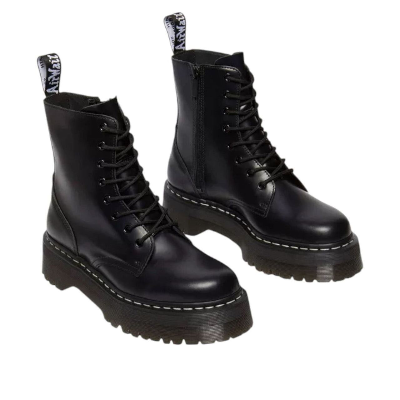 Dr. Martens Jadon White Stitch Smooth Platform Boots 'Black' 32196001