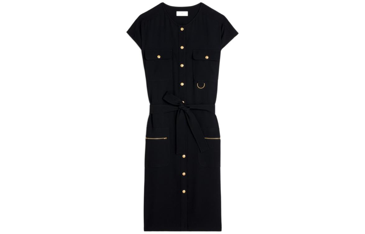 CELINE Belted Waist Buttoned Dress
