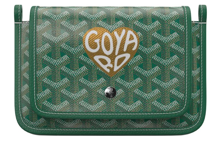GOYARD Plumet Canvas With Leather Envelope Bag Crossbody Bag Shoulder Bag Unisex Green And Gold Small Heart