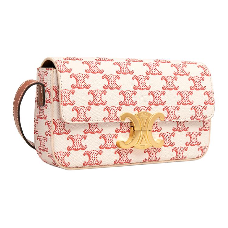 CELINE Cow Leather Shoulder Bag Handbag Shoulder Bag Women's Red