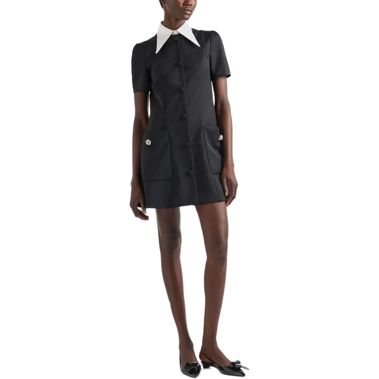 PRADA Contrasting-collar Button-down Minidress
