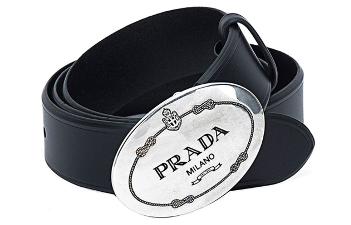 PRADA Cow Leather Belts Men's Black 3.5