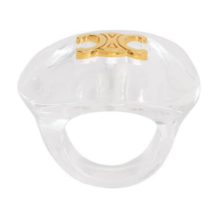 CELINE Glass Resin Brass Rings Women's Gold