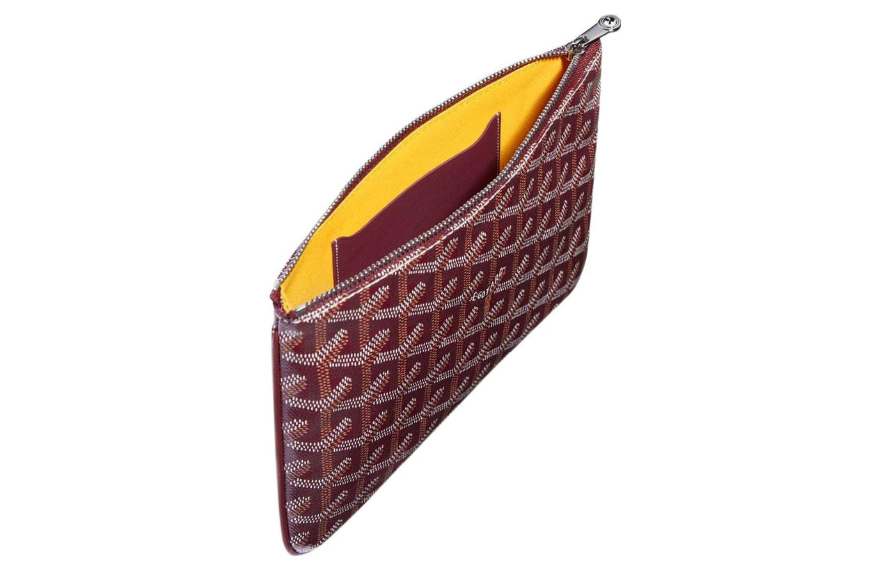 GOYARD SENAT Canvas With Leather Toiletry Bags Storage Bags Clutches Small Size Unisex Burgundy