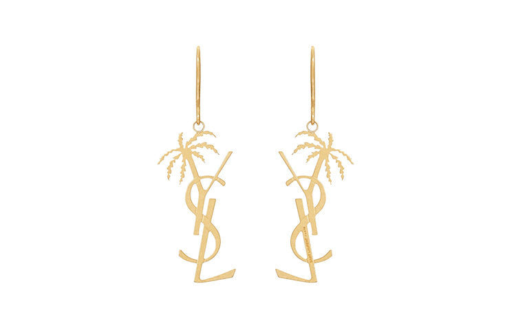SAINT LAURENT Palm Monogram Pendant Earrings