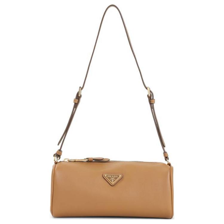 PRADA Calfskin Shoulder Bag Women's Brown