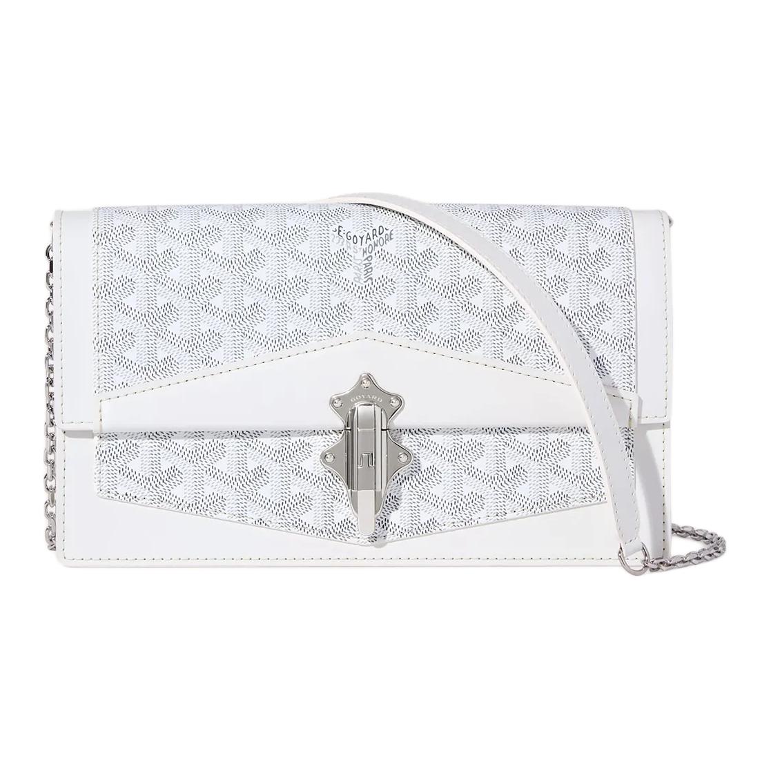 GOYARD Canvas With Calfskin Shoulder Bag Crossbody Bag Women's White