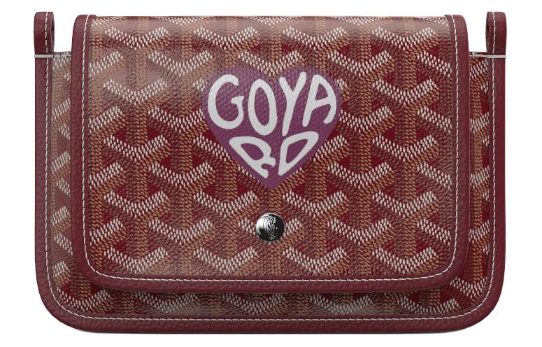 GOYARD Canvas With Leather Envelope Bag Crossbody Bag Shoulder Bag Small Size Unisex Burgundy & Red Small Heart