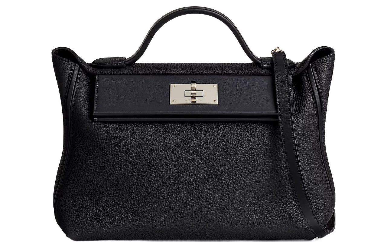 HERMES 24/24 Togo With Swift Calfskin Shoulder Bag Crossbody Bag Handbag Women's Black/Naval Blue