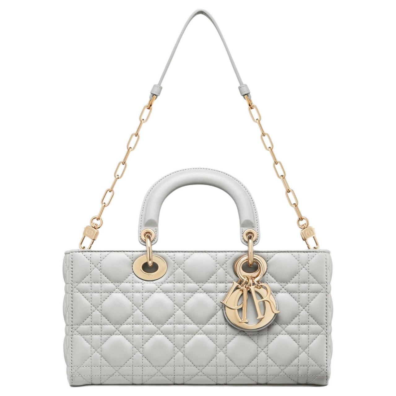 DIOR Lady D Joy Lambskin Lady Dior Bag, Shoulder Bag, Crossbody Bag, Handbag Medium Size Women's Mist Gray