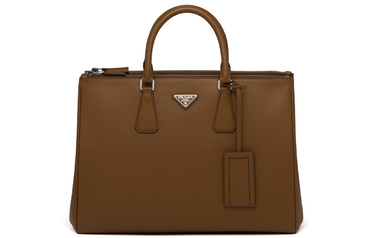 PRADA Cow Leather Handbag Medium Size Men's Cinnamon