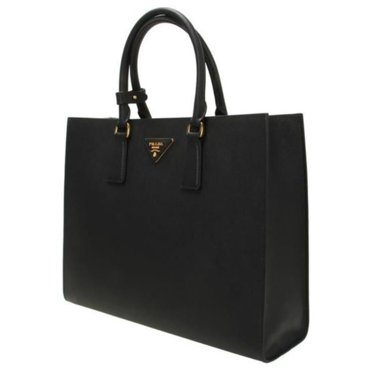 PRADA Calfskin Tote Bag, Shopping Bag, Shoulder Bag, Crossbody Bag, Handbag Medium Size Women's Black