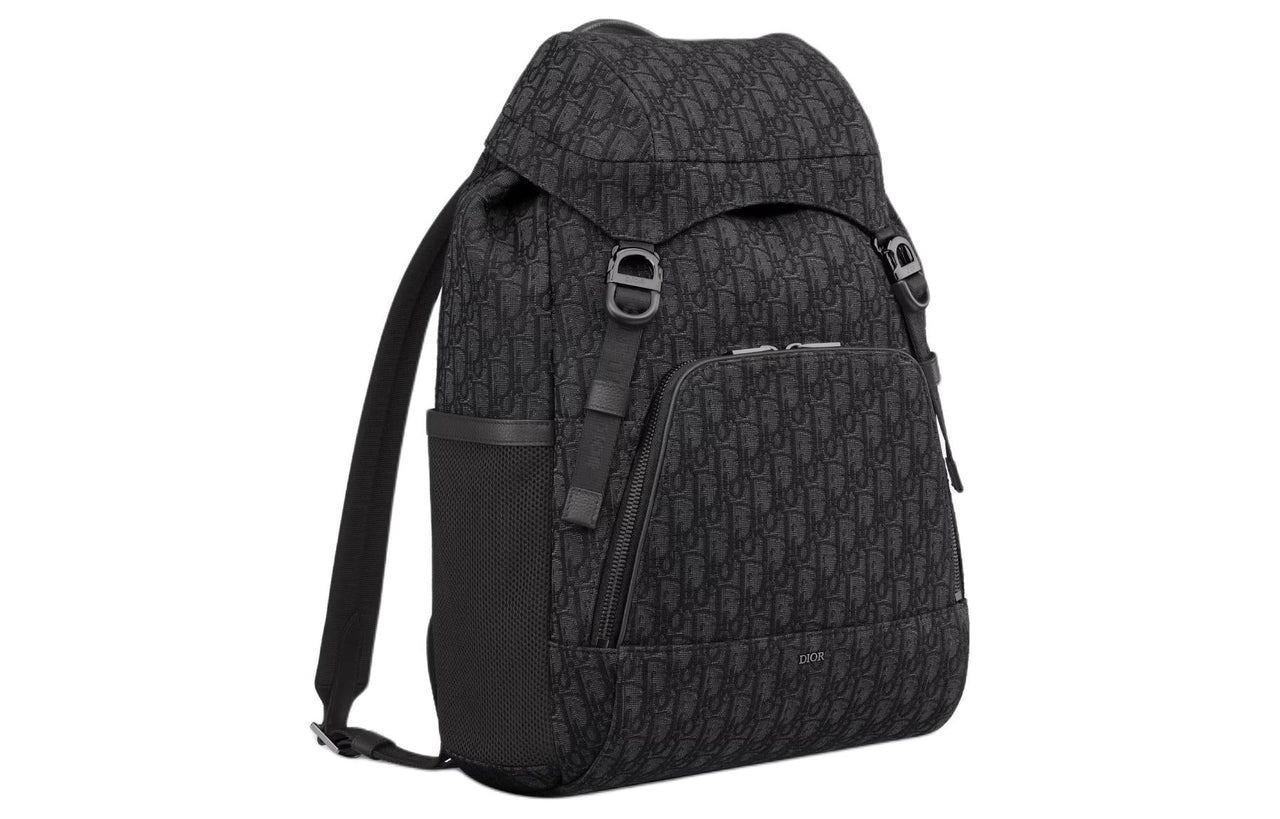 DIOR 8 Oblique Printed Fabric Backpack Men's Black