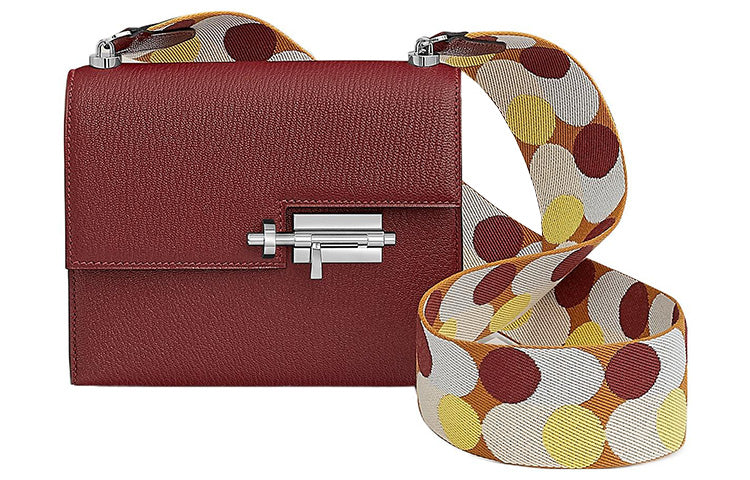 HERMES Verrou Mysore Goat Skin With Canvas Handgun Bag Shoulder Bag Crossbody Bag Regular Women's 55 Hermes Red