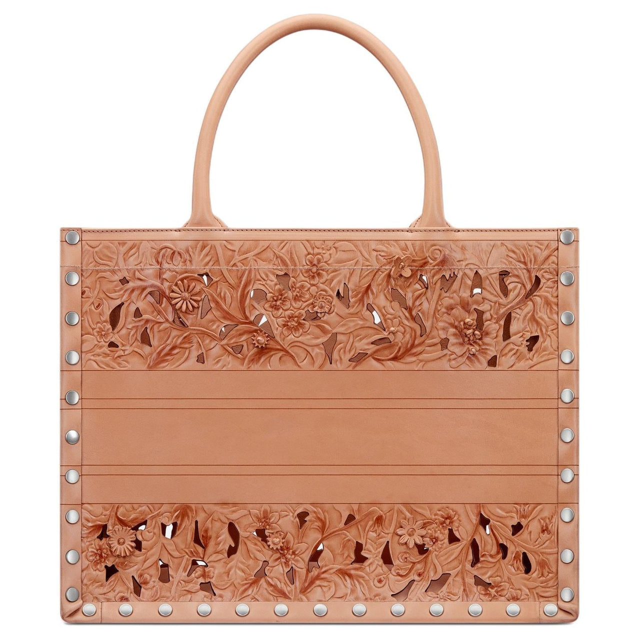 DIOR BookTote Calfskin Tote Bag Shopping Bag Handbag Medium Size Women's Beige