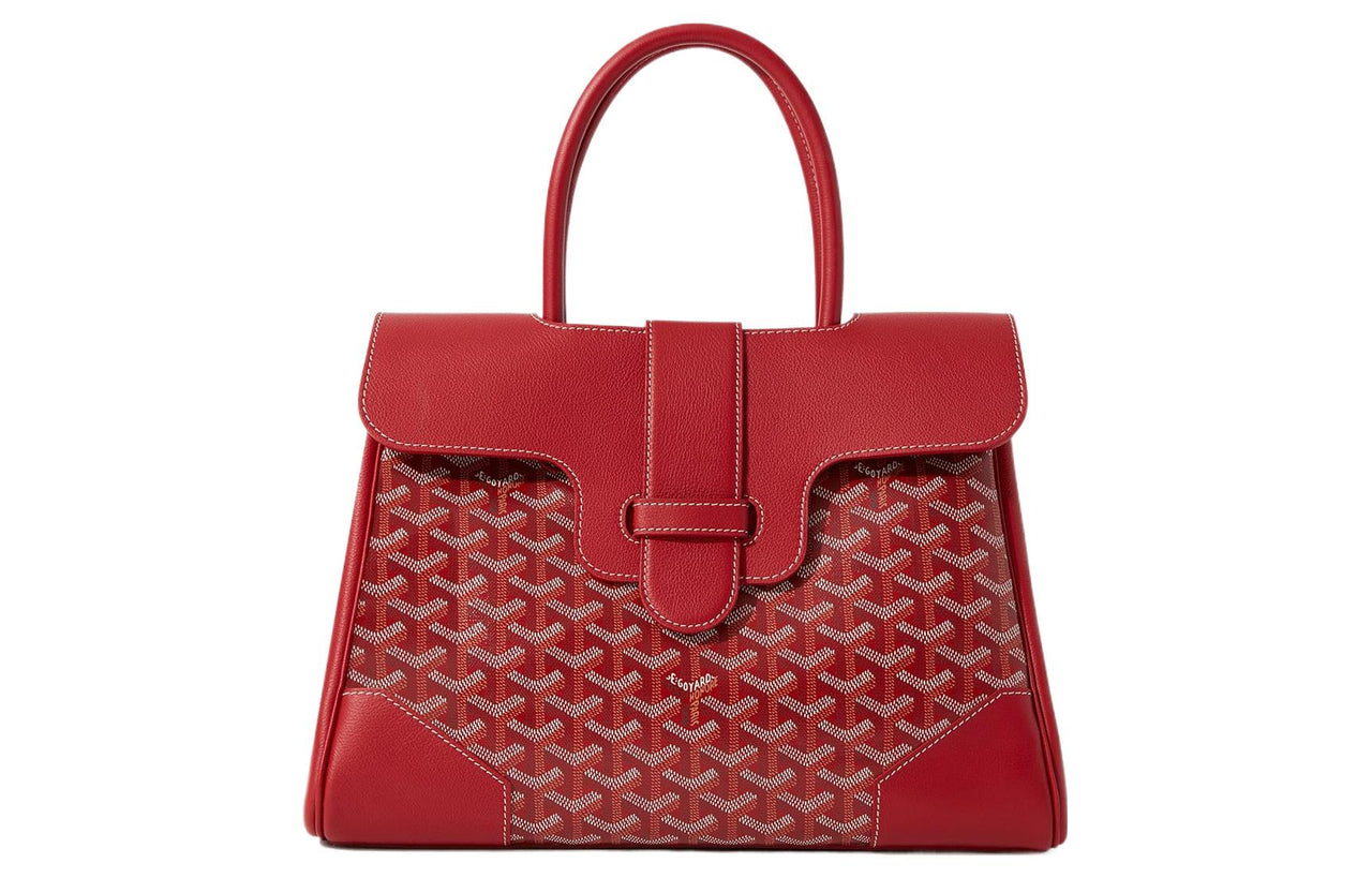 GOYARD Saigon Canvas With Leather Xigong Tote Handbags Shoulder Bags Large Size Unisex Red
