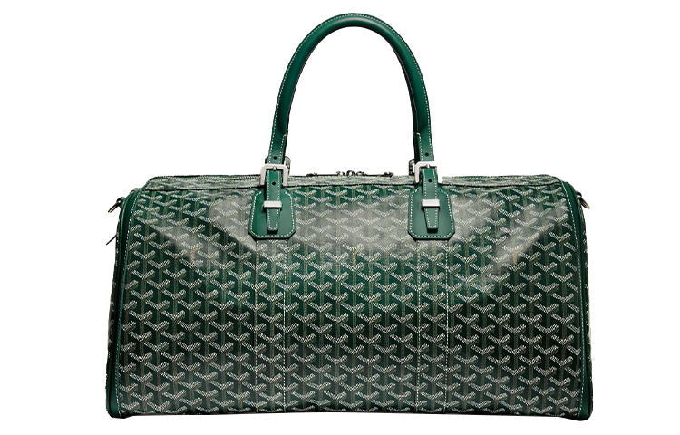 GOYARD Canvas With Leather Dog's Teeth Travel Tote Handbag Unisex Green