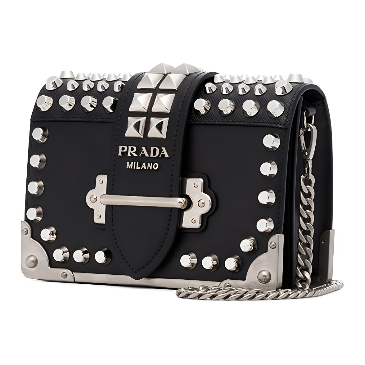 PRADA Cow Leather Crossbody Bag, Shoulder Bag Women's Black