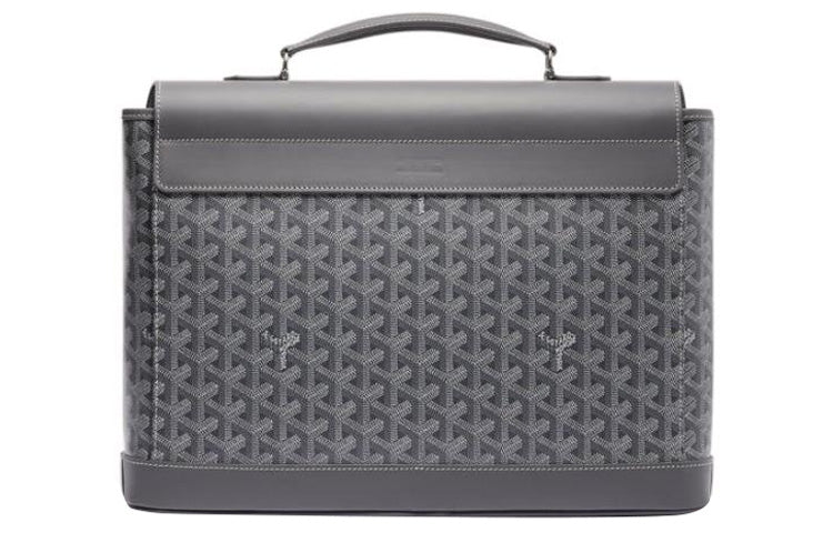 GOYARD Citadin Canvas With Leather Messenger Bag Handbag Briefcase Small Size Unisex Gray