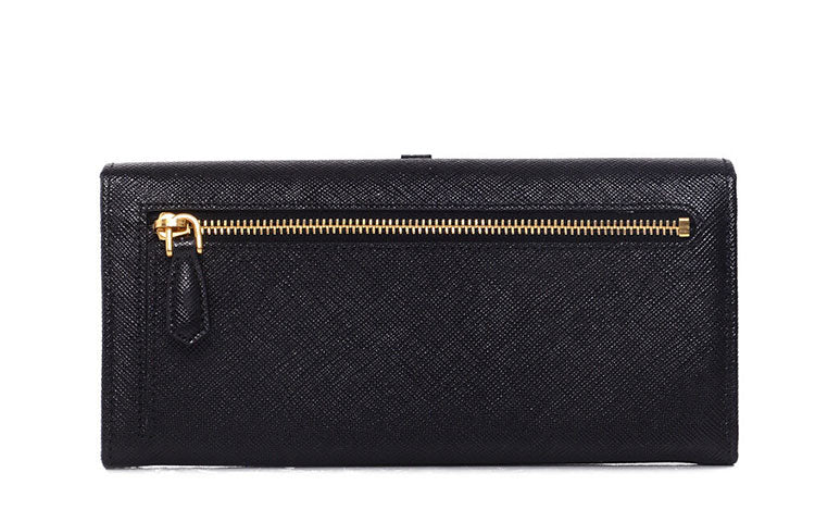 PRADA Cow Leather Wallet Women's Black