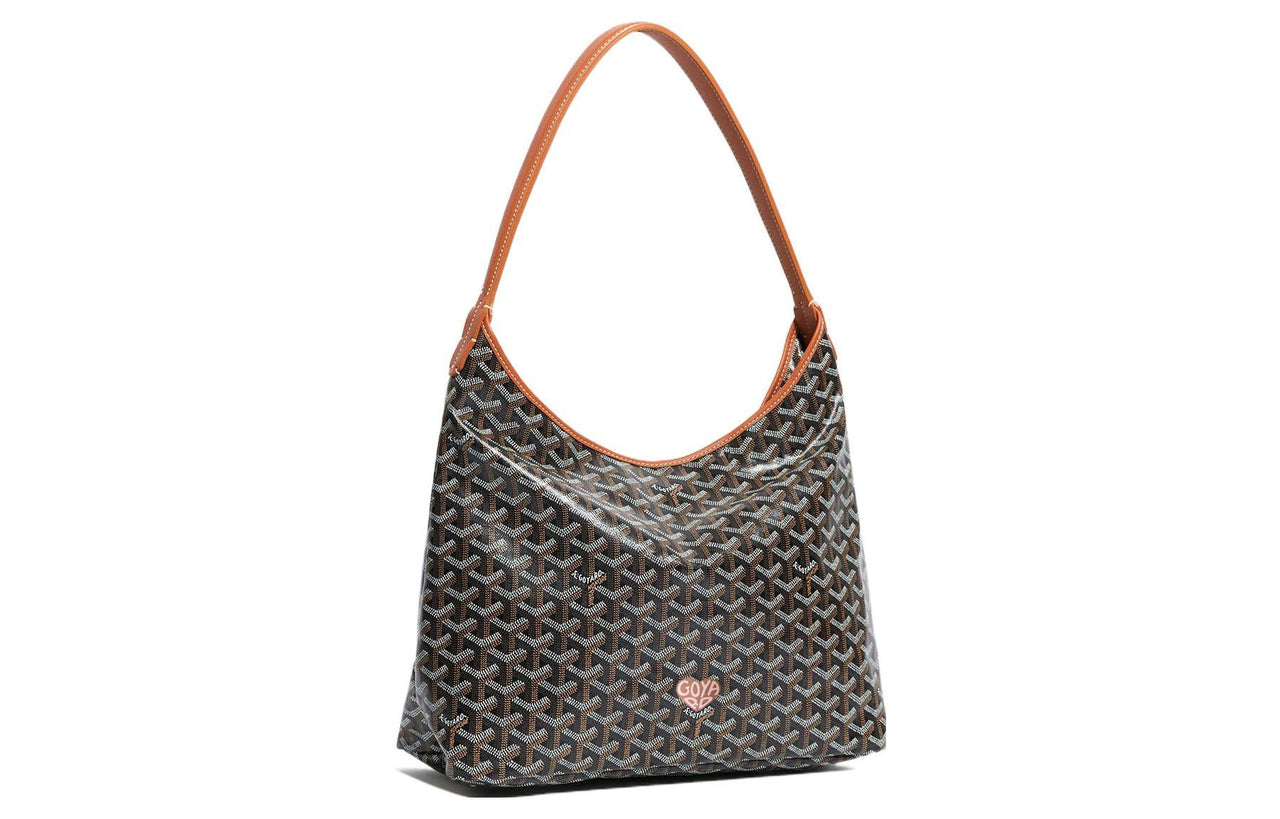GOYARD Bohème Hobo Canvas With Leather Dogtooth Shoulder Bag Combo Bag Shoulder Bag Women's Tan & Khaki Heart