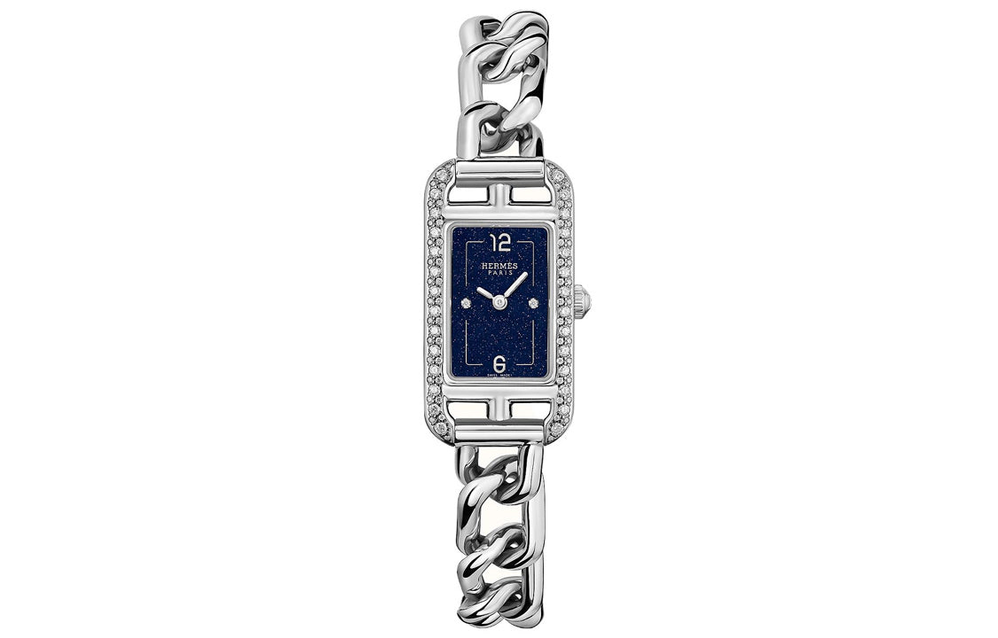 HERMES Nantucket Collection Wrist Watch Quartz Movement Stainless Steel Watchband Blue Dial Women's Watch
