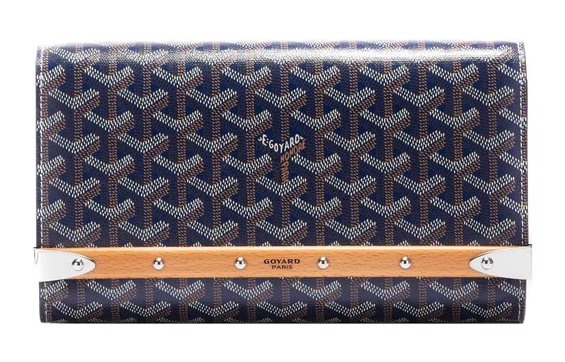 GOYARD MONTE-CARLO Canvas With Leather Clutches Crossbody Bags Small Size Women's Dark Blue