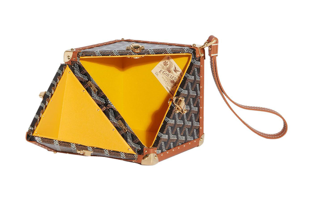 GOYARD Dé Canvas With Leather Wrist Bag Women's Black/Tan
