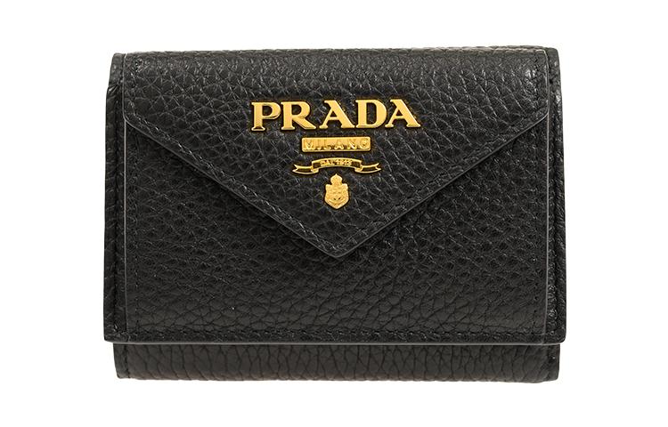 PRADA Cow Leather Wallet Women's Black