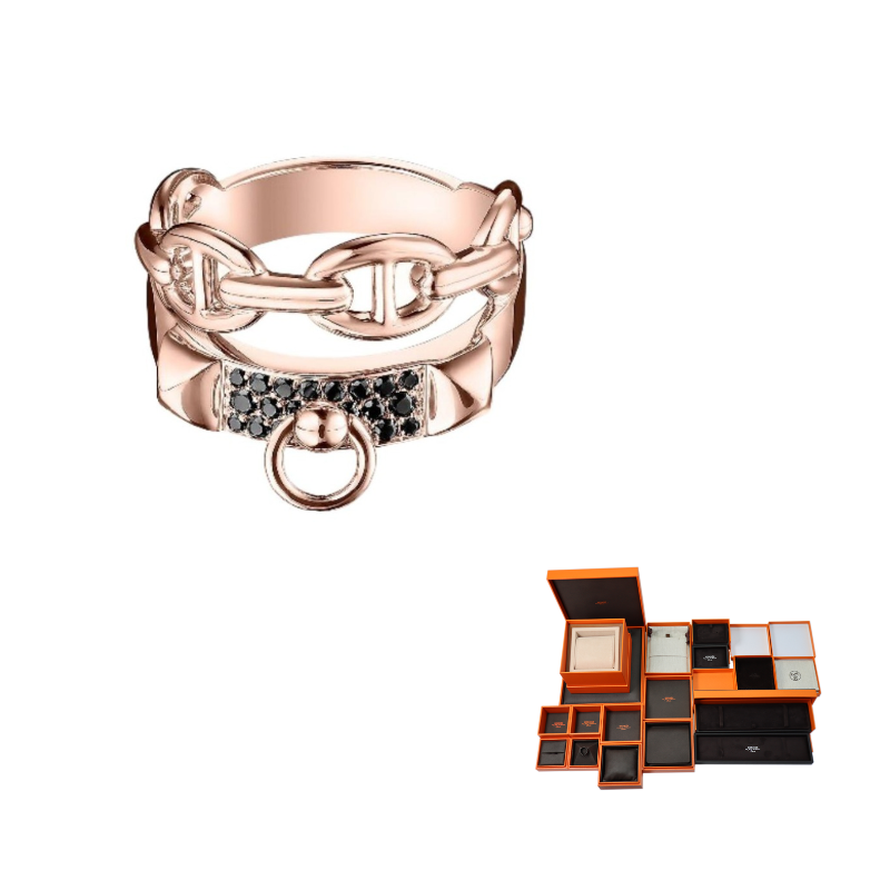 HERMES 18K Rose Gold Spinel Rings Women's