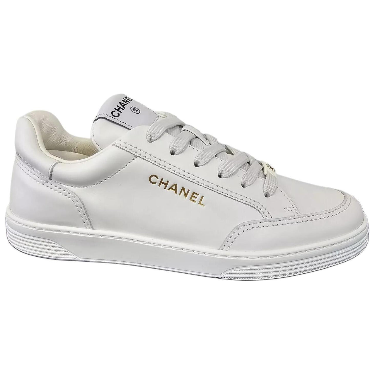 CHANEL Abrasion Resistant Low Top Skateboard Shoes Women's White